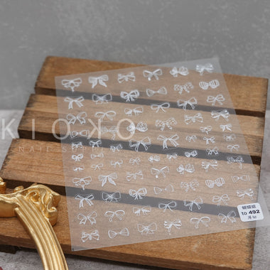 White Ribbon Bows Stickers