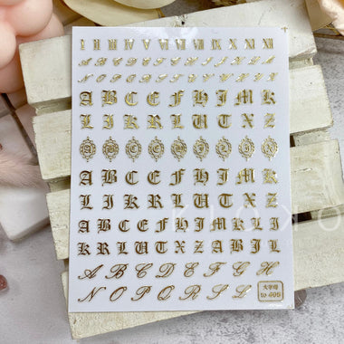 Gold Gothic Roman Alphabet Stickers