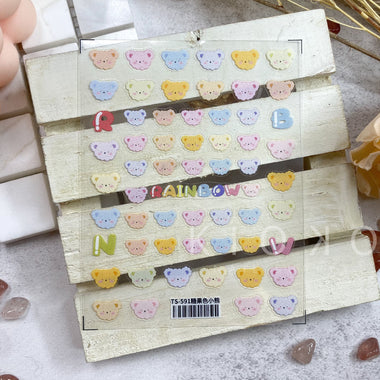 Colourful Fuzzy Teddy Bear Stickers